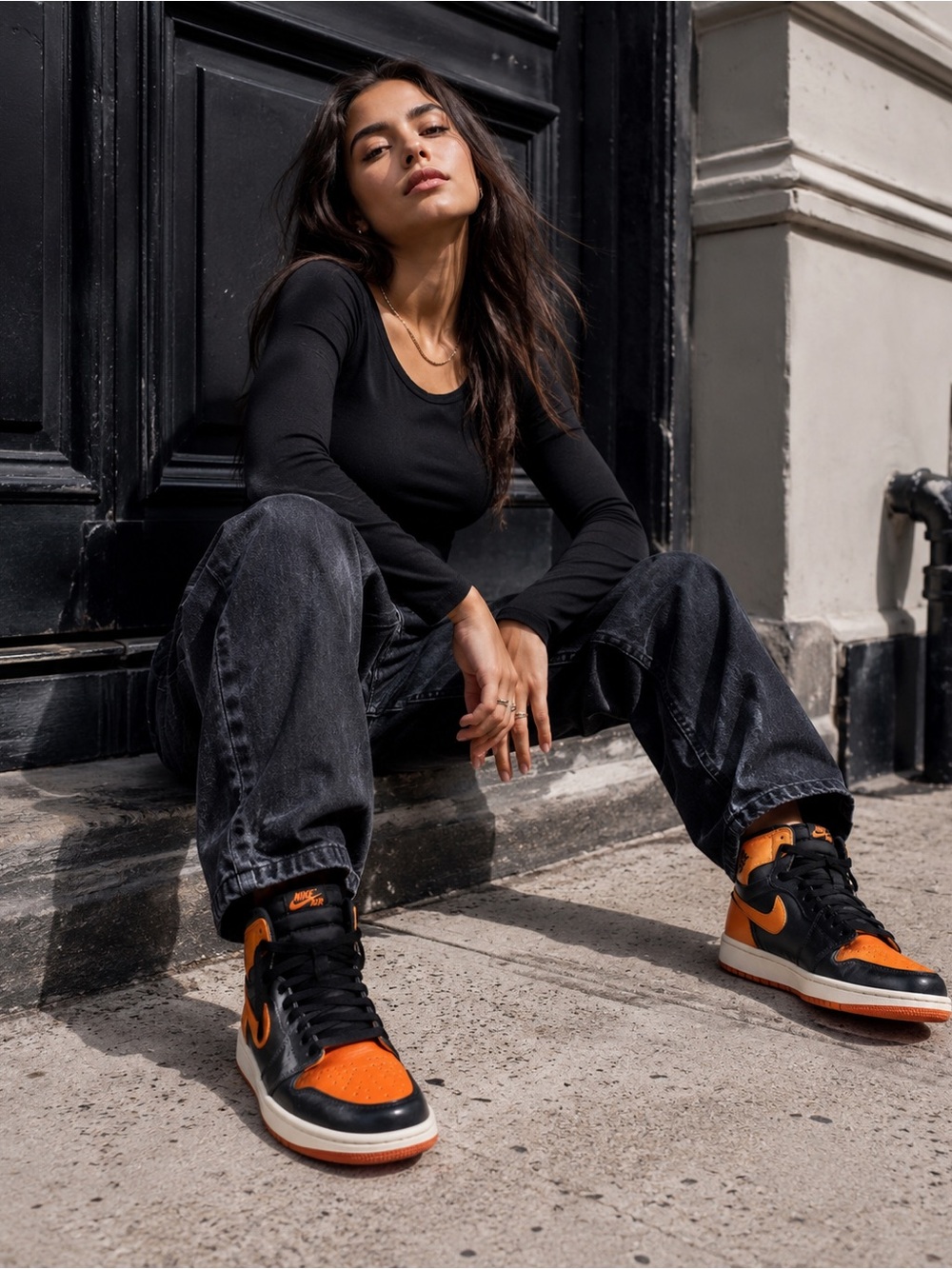 Nike Black & Orange High-Top Sneakers